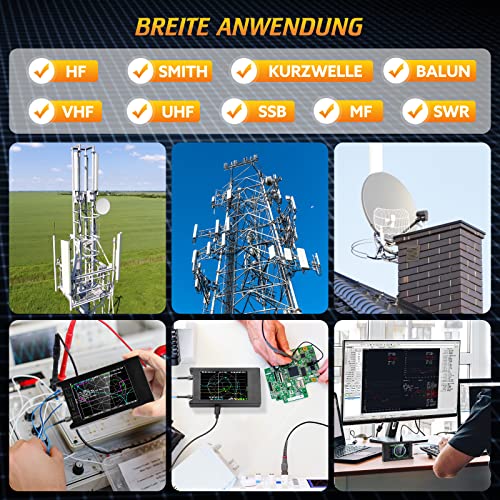Seesii LiteVNA Vektor Netzwerk Analysator, Verbesserter 4 Zoll Antennen Analysator 50kHz-6,3GHz mit MicroSD-Steckplatz, Messung Smith Chart S Parameter HF VHF UHF SWR Phase Delay