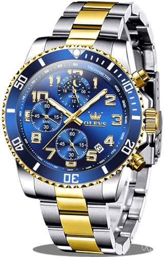 OLEVS Mens Watches Big Face Stainless Steel Waterproof Date Analog Quartz Watches Fashion BusinessWrist Watches for Men…