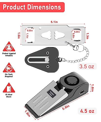 Door Stop Alarm & Hotel Door Lock,Dual Protection Security Door Kit,Door Security Devices Pocket Door Stopper Self Defensey Tools for Hotel Travel Home Apartment House - Image 4