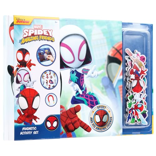 Disney Junior Spidey and his Amazing Friends Magnetbuch, Magnetisches Aktivitäts-Set, 40 Magnete, Interaktives Spiel, Kreativer Spielspaß, Ideal für Unterwegs (SP24358)