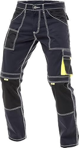 Juicy Trendz Men's Navy ’S Work Utility & Safety Trousers – Regular Fit Cordura Reinforced Knees Cargo Pants For Construction Workers & Carpenters
