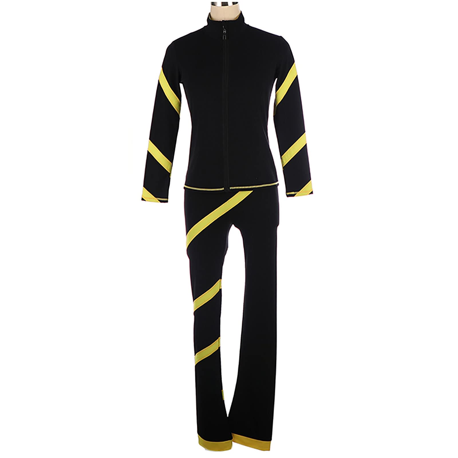 Conjuntos de Chaqueta y Pantalones de Patinaje sobre Hielo para Mujer Traje de Patinaje Artístico, Entrenamiento Competencia Ropa de Patinaje(Size:3XS,Color:Amarillo)