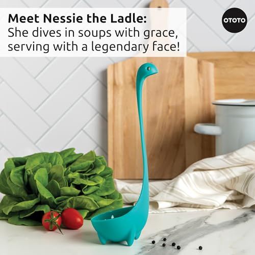 Image of OTOTO Prep Pals Bundle of Red the Crab, Nessie, Crabby - Cute Kitchen Accessories, Kitchen Gadgets, Spoon Rest for Stove Top, Soup Ladle, Pasta Strainer, Funny Unique Gifts, Cooking Gifts