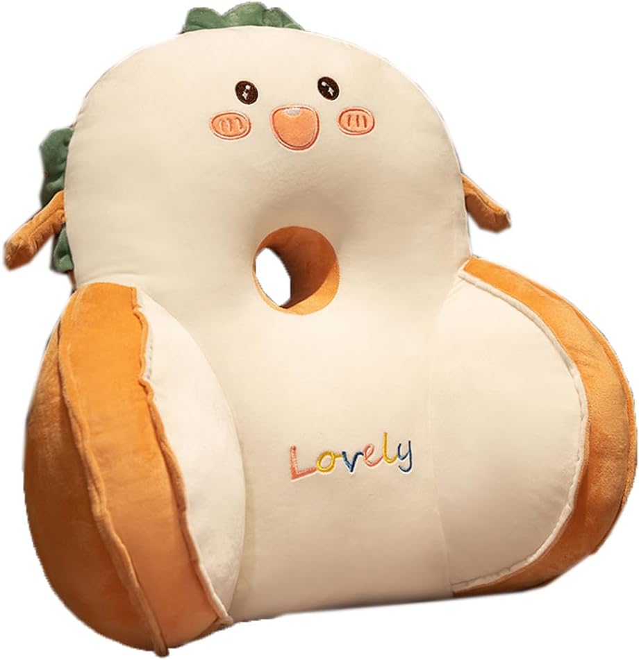 Tingting's Dream Cartoon Bed Backrest Pillow Lumbar Back Cushion Sofa Bed Rest Reading Pillow Office Chair Waist Lumbar Support Pillow (Yellow Toast, 50×45CM/19.7"×17.7")