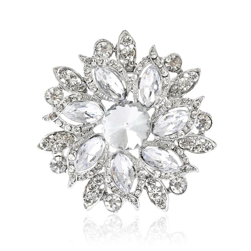Image of Trendy Large Rhinestone Flower Brooches 8-color for Women Luxury Office Party Casual Pins Jewelry Accessories Gifts
