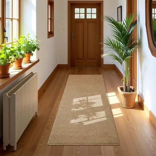 Softlife Hallway Runner Rug 2x6 ft Faux Jute Rugs Washable Entryway Rug Hall Carpet Runner Modern Farmhouse Laundry Kitchen Room Mat Long Carpet for Bathroom, Brown