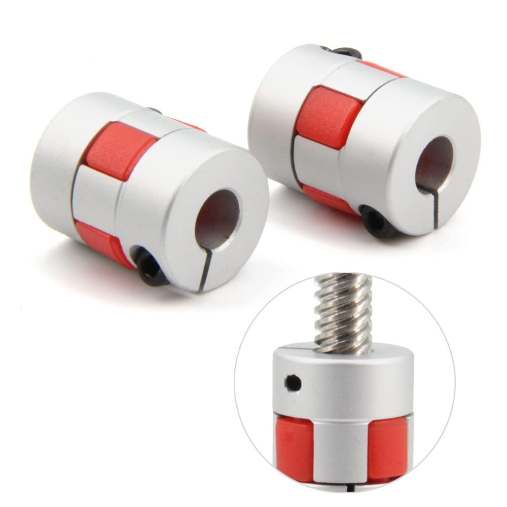 Yeebyee 8mm to 8mm Bore Aluminium Plum Flexible Shaft Coupling Servo Stepper Motor Jaw D20xL25 Connector Flexible Shaft Couplers for 3D Printer/CNC
