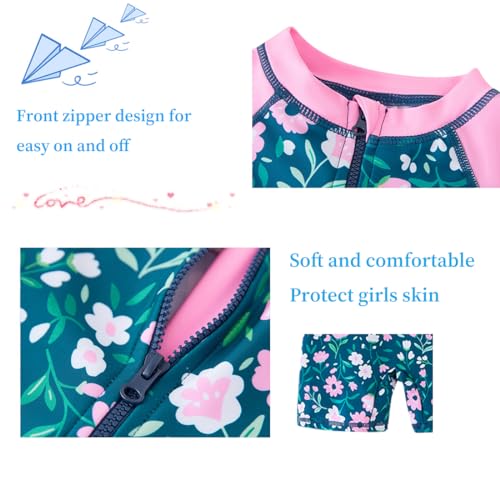 Image of UMELOK Girls Long Sleeve Rash Guard One Piece Swimsuits with UV Protection Sunsuit
