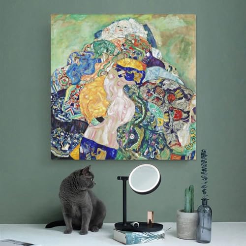 Impression sur toile Gustav Klimt Le Berceau tableau déco salon 50 cm