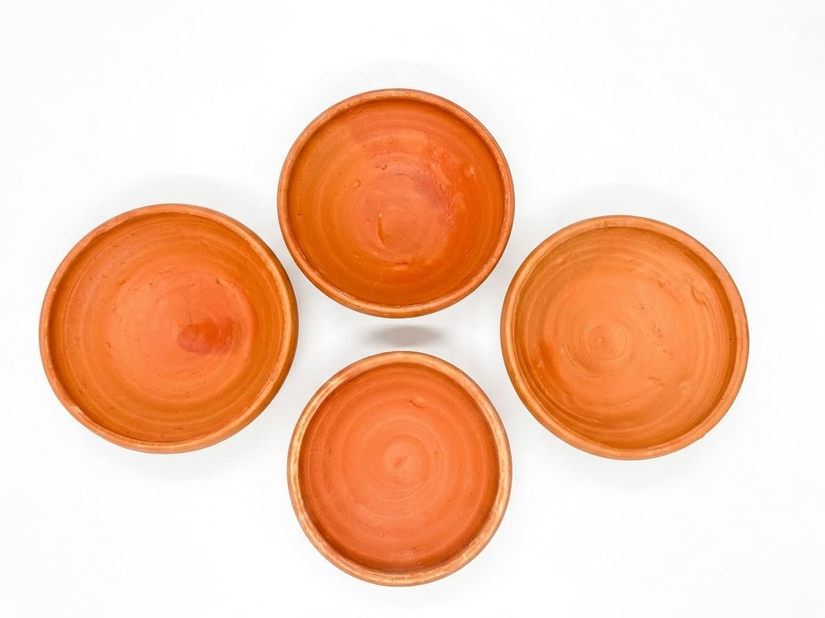 Hatekalame-Handmade Terracotta Clay Bowl Set of 4, Rustic Style, for Serving Snacks, Dry Fruits, Chutneys, and Prasad-image-19