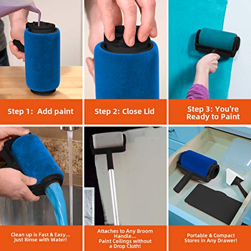 Paint Roller Kit,KUPOO Pro Edger DIY Brush Handle Room Wall Painting Runner Roller Tool Home Wall Decorative-9 Pcs (Upgrade Version)