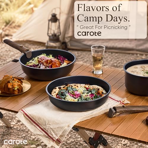 Image of CAROTE 23pcs Pots and Pans Set Non Stick with Detachable Handle, Nonstick Cookware Sets, Kitchen Cooking Set - Camping Cookware, Oven /Dishwasher Safe, Induction Compatible