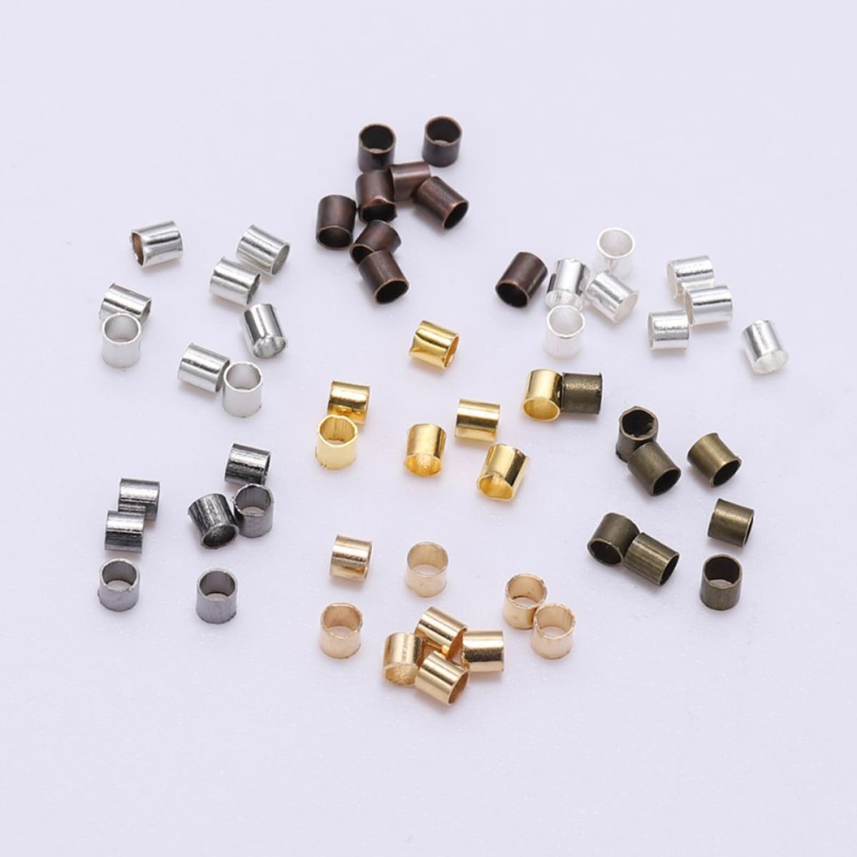 1500 Perles Tubes en Cuivre pour Fabrication de Bijoux, Accessoires DIY pour Création Artisanale, 3 Paquets de 500 Pièces pour Bracelets et Colliers