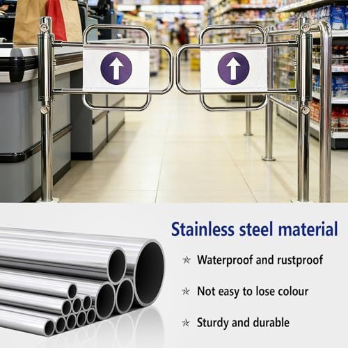 Automatic Swing Gate One-Way Door, Stainless Steel Safety Gate for Aisles, Parks & Stores, 33.5in Load-Activated Automatic Swinging Device