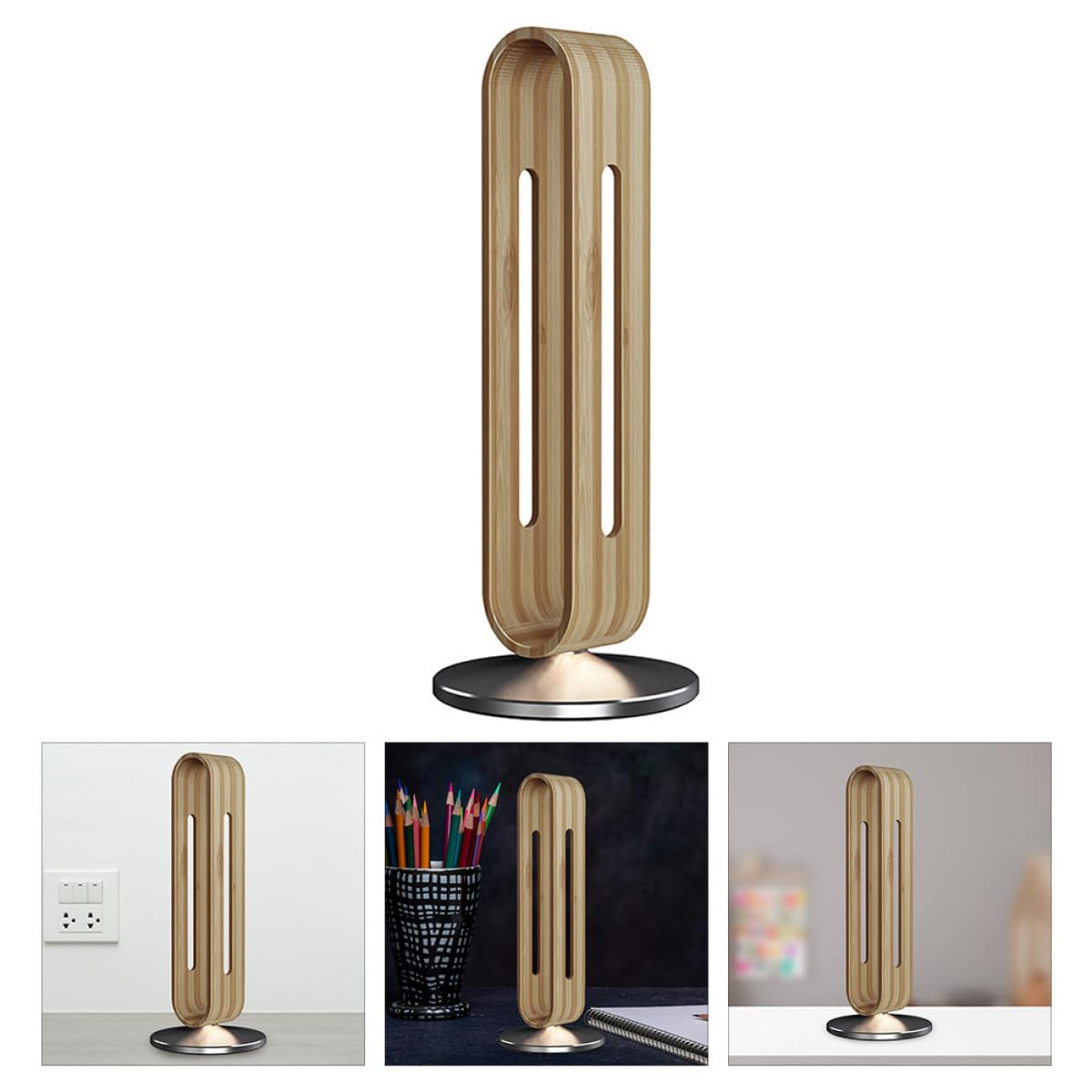 Veemoon Supporto per Cuffie da Tavolo in Bambù, Reggicuffie Stabile | Lega di Alluminio e Silicone, Regge Fino a 3kg, Finitura Semplice Tocco Artistico
