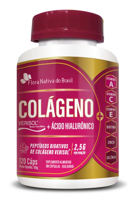 Colágeno Verisol + Ácido Hialurônico 120 Caps de 750mg Flora Nativa