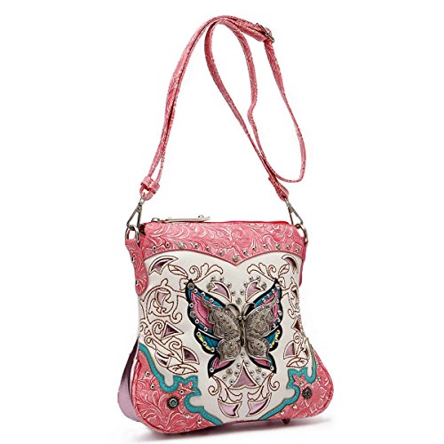 Butterfly Flower Springtime Purse Women Clutch Western CCW Rhinestone Crossbody Handbags With Mini Wallet2