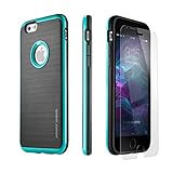 iPhone 6 Case, iPhone 6s Case PowerMoxie® [Slim Durable Design] with Tempered Glass Screen Protector Heavy Duty Cover for iPhone 6/6s - Teal Black