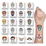 Y&C TENCOB 100 PCS Mexican Day Of The Dead Sugar Skull Temporary Tattoos Sticker for Kids Men Women(Day of the Dead)
