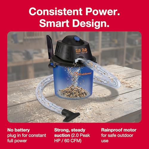 Image of Koblenz WD-2L Wet Dry Vacuum Cleaner, Home Car Garage Workshop, 2.0 PHP | 60 CFM, 10 Ft Reach, Twist-N-Lock Hose, Small Shop Vac, Portable Shop Vac for Home Car Garage Workshop, Accessories Included