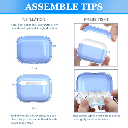 Image of for AirPods Pro 3 Clear Case 2025, Military-Grade Shockproof, Soft TPU Highly Transparent Anti-Yellowing for AirPods Pro 3 Case with Cleaning Kit & Cute Round Buckle, Clear Blue