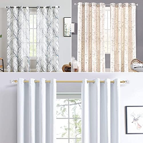 PinLin Curtain Poles with Crystal Diamond Finials,Gold Window Curtain Poles with Brackets Fittings Set for Eyelet Curtains Bedroom Curtain Rod 56-107cm