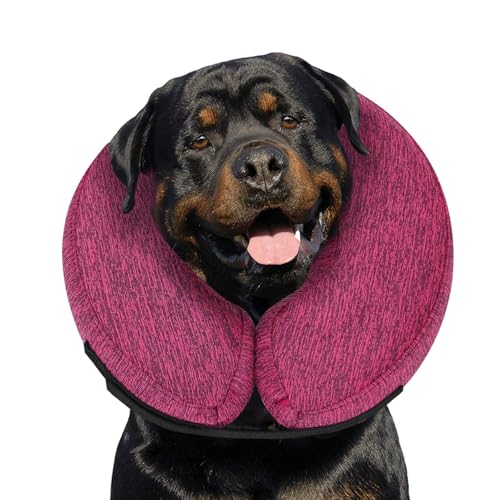Image of MIDOG Inflatable Dog Cone, Soft Donut Recovery Collar Alternative After Surgery to Help Prevent Licking, Comfy E Collar with Neck Pillow Design, Rose, XL