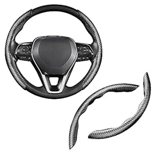 Cartist Carbon Fiber Steering Wheel Cover – Anti-Slip, Comfortable Grip for Men/Women – Durable, Universal Car Accessory (Black)