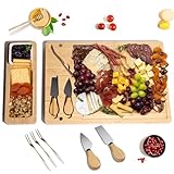 BEAUTLOHAS. Charcuterie Boards Bamboo Cheese Board with Knife Set, Serving Tray, Gifts for Women, Housewarming Gifts for New Home, Wedding Gift for Couples 2025 (With 1 Bowl)