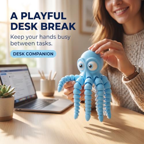 Image of 3D Printed Cute Octopus Toys,Flexible Joint 3D Printed Animals(Red)