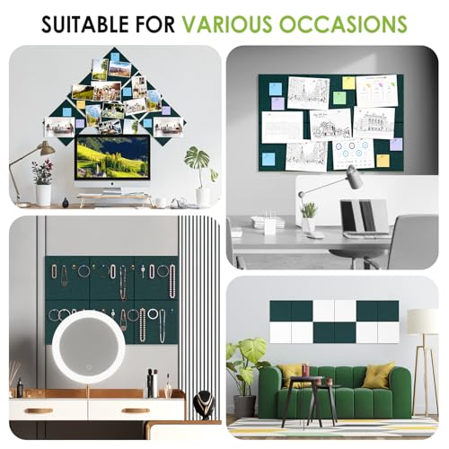 Image of MaxGear Felt Bulletin Board 36 inch x 24 inch, Dark Green Felt Wall Tiles Push Pins