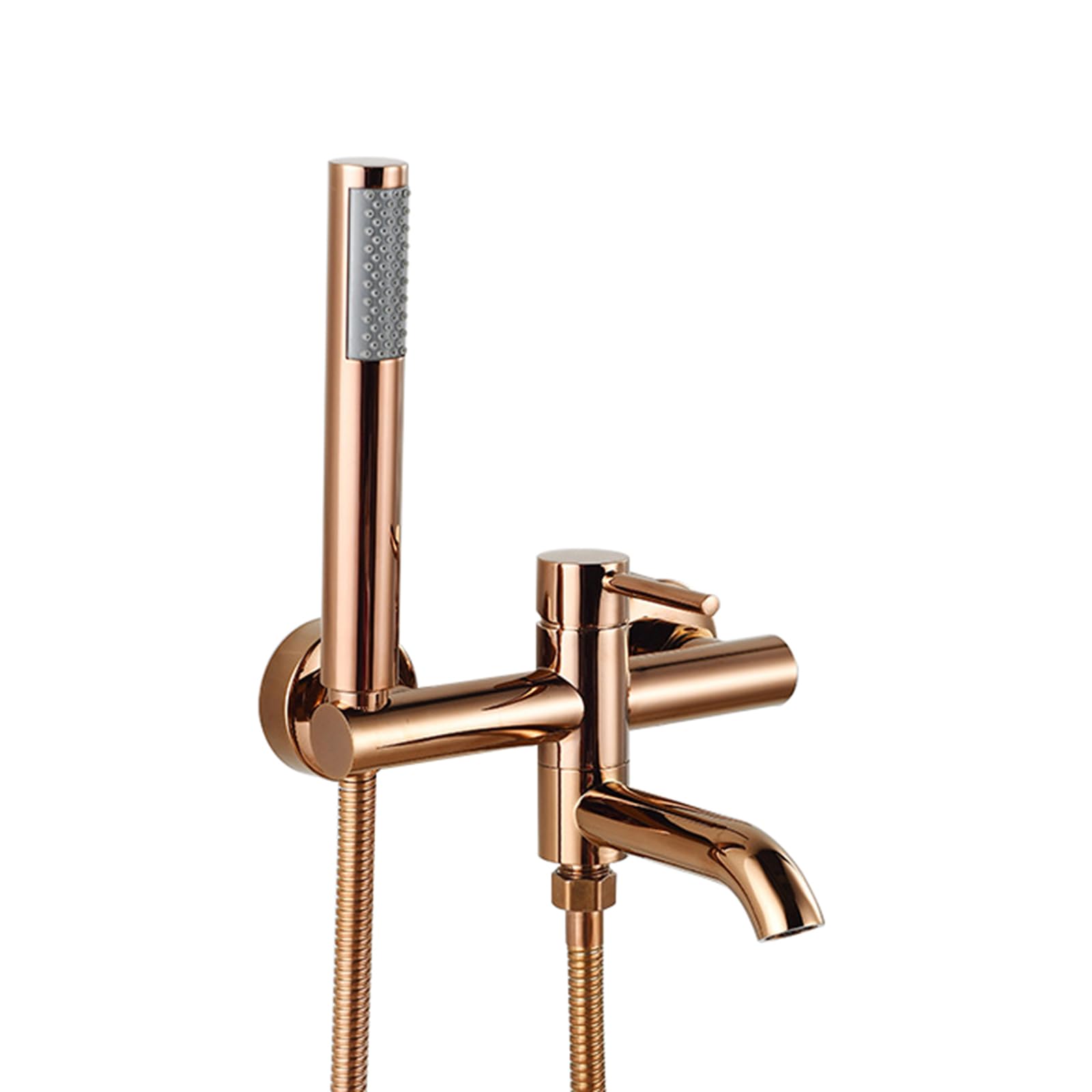 Grifo Mezclador para Bañera Grifo de Bañera En Oro Rosa con Ducha de Mano Mezclador Monomando de Ducha de Latón con Caño Giratorio de 90° Grifo Bañera Y Ducha Monomando