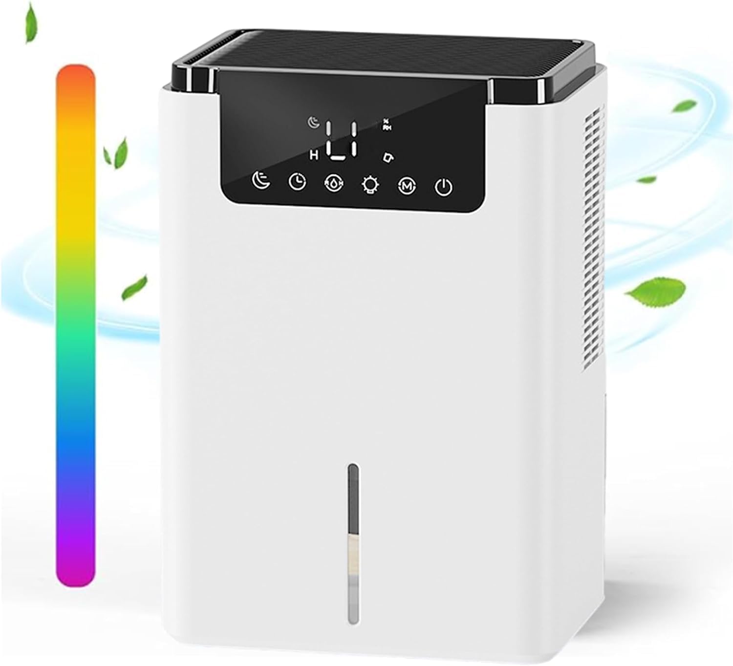 Dehumidifier with Digital Humidity Display, Sleep Mode, Continuous Drainage, Clothes Drying and Hours Timer, 2.5L Water Tank, Child Lock - Home and Bathroom Mildew Remover and hygroscopic agent