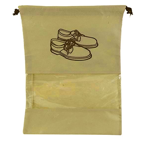 PVC Yellow Dotted Shoe Pouch Pack of 18 Transparent Travel