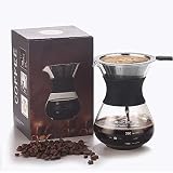 XIYUAN Pour Over Coffee Maker,With Paperless Reusable Stainless Steel Filter 300ML/10.5oz Carafe Bor