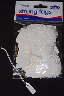 200 Small Strung Tags 9mm x 24mm String Jewellery Price Tag Shop Price Labels