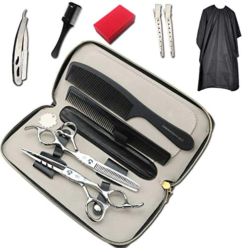 Ciseaux de coiffure JIESENYU lot de 2 en acier 440C argenté de 15,2 cm