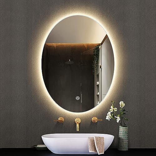 DEENZ 70X50 Cm Led Oval Lighted Bathroom Wall Mirror 3 Color Light Touch Switch With Fog Pad Illuminated Backlit L8032 (70x50 Cm Oval Dez198)