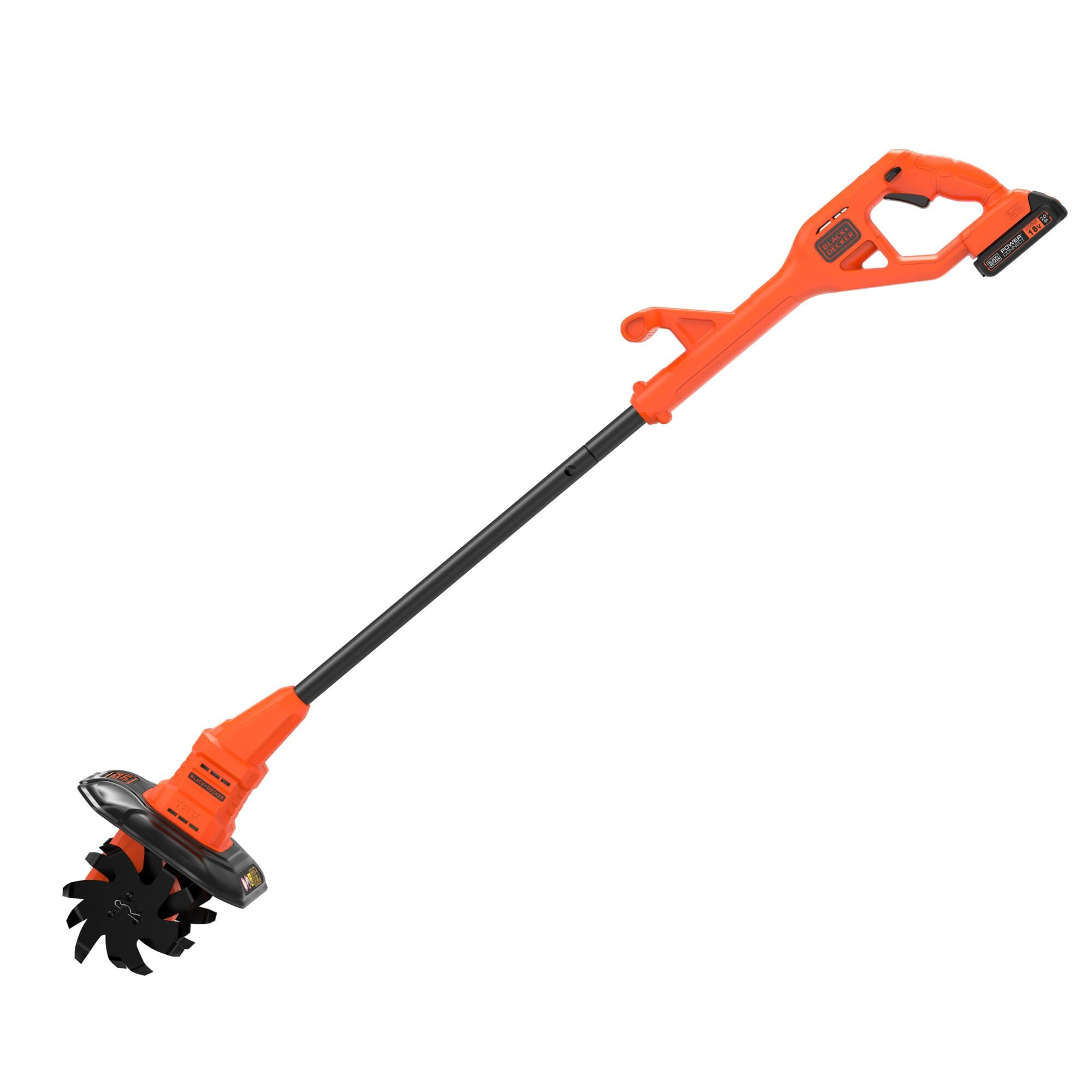 BLACK+DECKER BETL1820L-QW Motoazada con Batería de Litio de 18 V y 2 Ah, Aradora, Motocultor, 2 Velocidades 270/300rpm, 4 Hojas de Acero, 6 Puntas en Cada Hoja, 16 cm de Diámetro