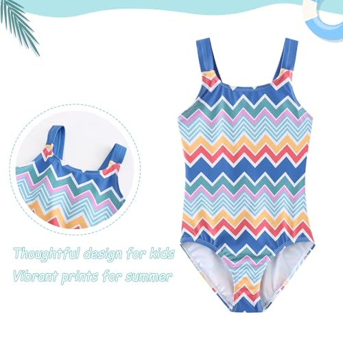 Image of Girls One Piece Swimsuits Tie Dye Bathing Suit Hawaiian Summer Swimwear for Girls 3-16 Years