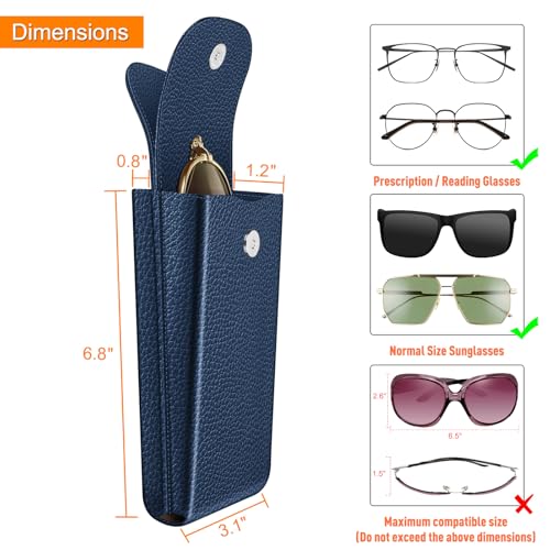 Image of FINTIE Double Glasses Case with Carabiner Hook, Portable Vegan Leather Eyeglass Case Anti-scratch Sunglasses Pouch