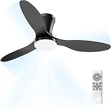 Airwit 106 cm Ventilateur de Plafond avec Lumiere et Telecommande, 3CCT, Dimmable, 6 Vitesses Silencieux Ventilateur Plafond LED pour Chambre, Salon, Cuisine, Fonction Mémoire, Noir