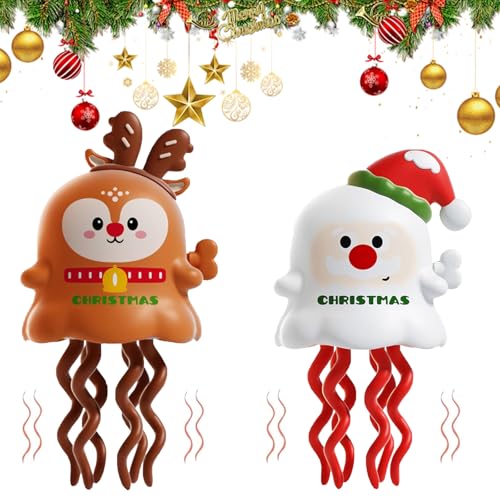 HIQE-FL Juguete de Calamar Bailarín con Tema Navideño,2 Piezas Juguete de Pulpo Bailarín,Pulpo Bailaríns Juguetes Navideño,Juguetes Navideños para Tiempo Abajo con Calamar