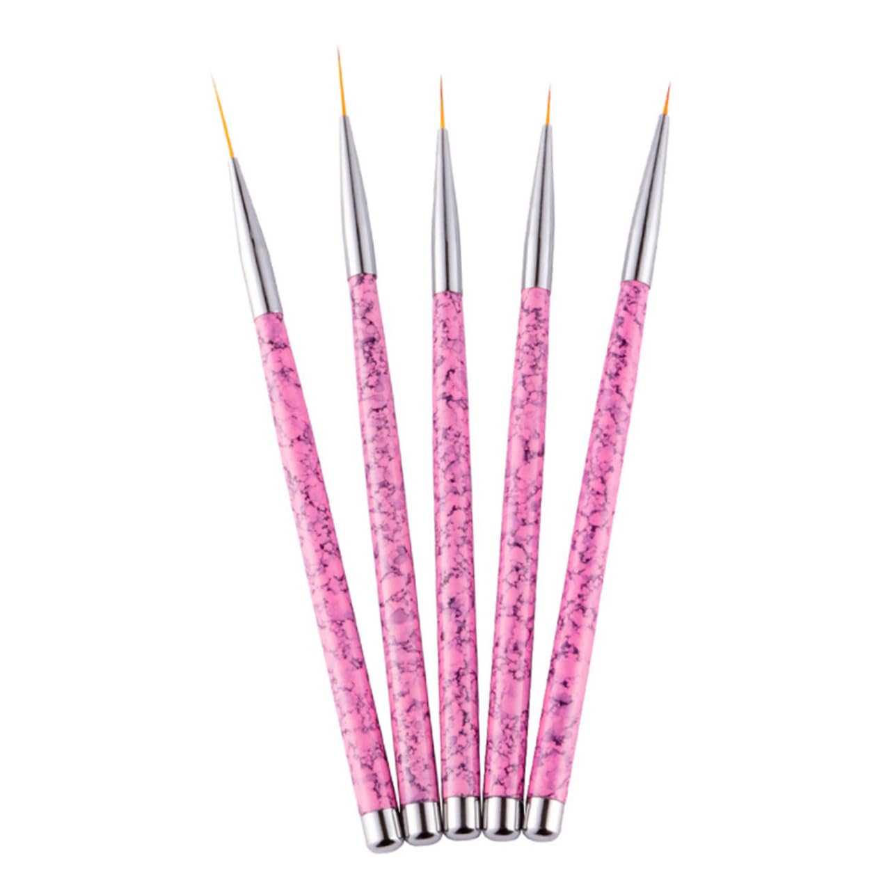 SHERCHPRY 5Pcs Nail Art Brushes Set Fine Nail Drawing Tools for DIY Manicure Precision Nail Design Pens for Women Professional Nail Art Brushes for Home Use