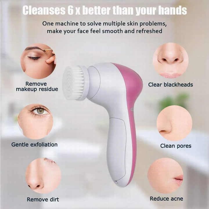 Volt in 5 in 1 face massage machine for facials - Exfoliator Electric Massage Machine Care Cleanser, Smuting and Portable Message Kit for Smuting and Glowing, Body Beauty Skin Cleaner for Women - Multicolor Volt in 5 in 1 face massage machine for facials - Exfoliator Electric Massage Machine Care Cleanser, Smuting and Portable Message Kit for Smuting and Glowing, Body Beauty Skin Cleaner for Women - Multicolor