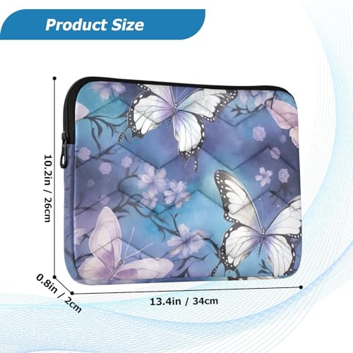 Funda para portátil Butterfly Flowers morada de 13 a 14 pulgadas miniatura 3