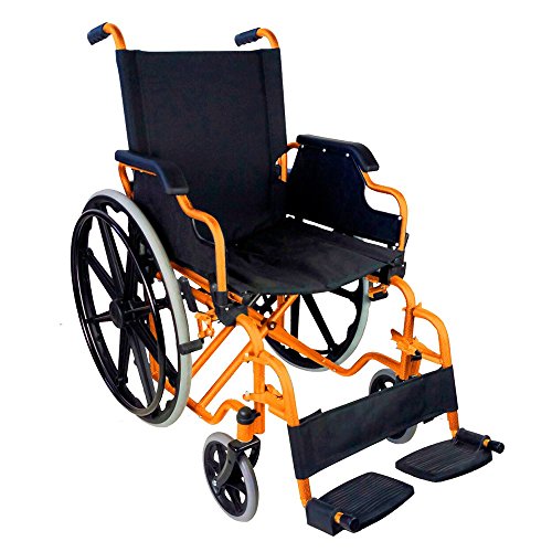 Mobiclinic®, Modelo giralda, Silla de ruedas plegable, Reposapiés y reposabrazos extraíbles, Asiento 46 cm, Ultraligera, Color naranja