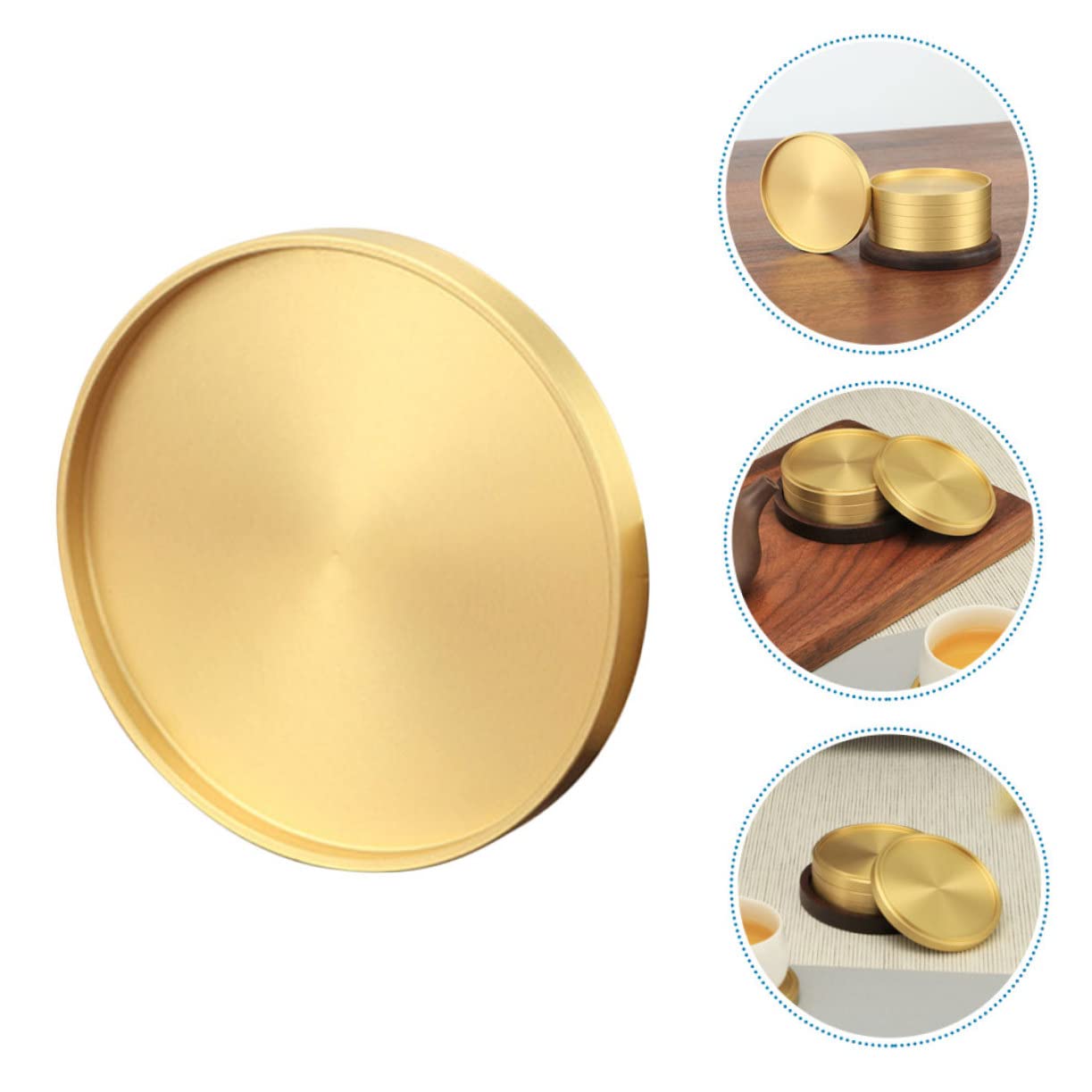 MAGICLULU 3 Pcs Round Tea Tray Set Cup Mat Coasters for Drink Heat Resistant Serving Tray