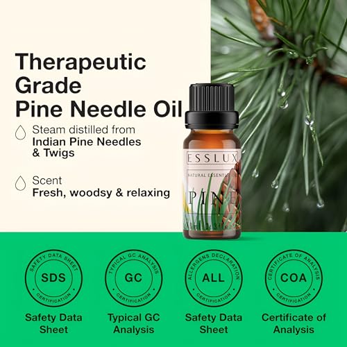 Image of Esslux Pine Essential Oil for Diffuser - 100% Pure & Natural | Invigorating Fall Pine Aroma for Candle Making, Soap Making & DIY Projects | Perfect for Aromatherapy & Refreshing Spaces, 30 ML