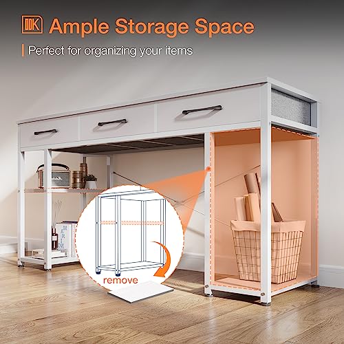ODK-Office-Small-Computer-Desk-Home-Table-with-Fabric-Drawers-Storage-Shelves-Modern-Writing-Desk-White-48x16